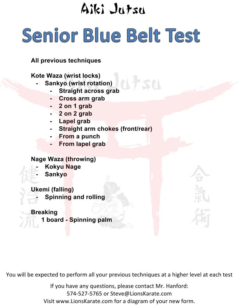 Senior Blue requirements