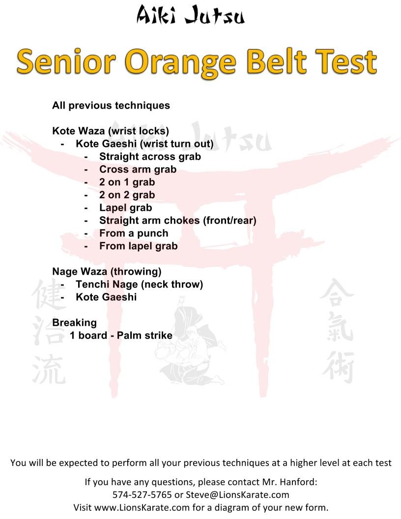 Senior Orange requirements
