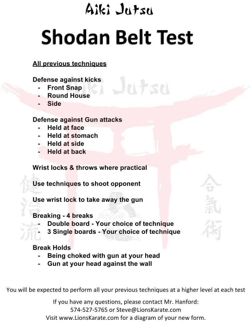 Shodan (Black Belt) requirements