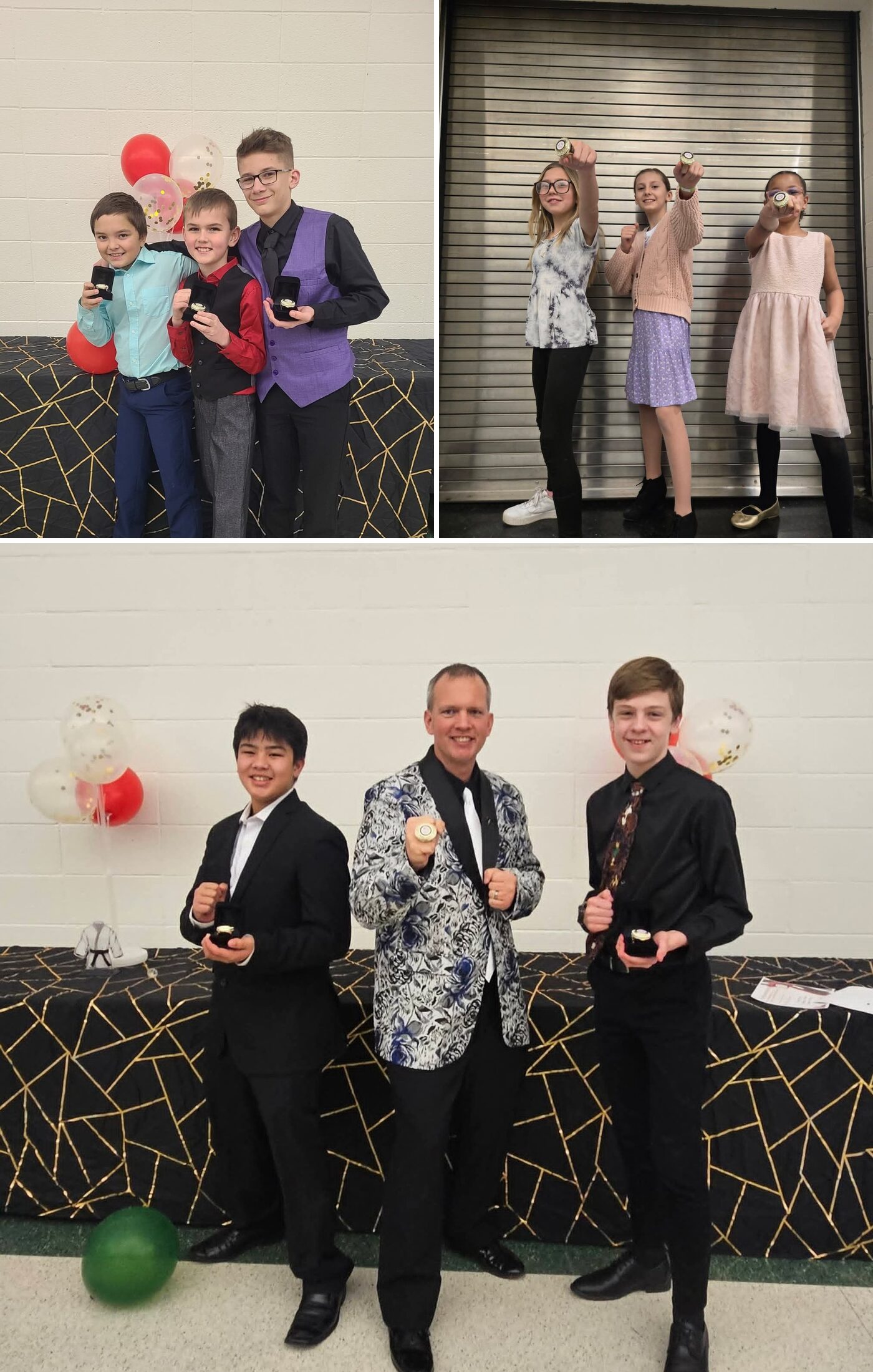 Lions Karate students with their Formal Awards Banquet trophies